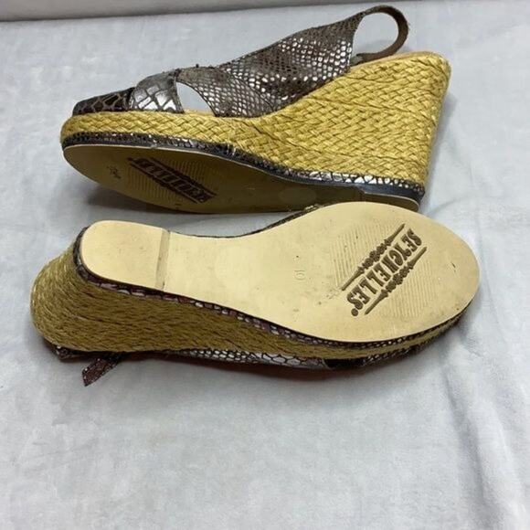 Seychelles Metallic Snake Skin Espadrille Wedges size 10 - Picture 10 of 10